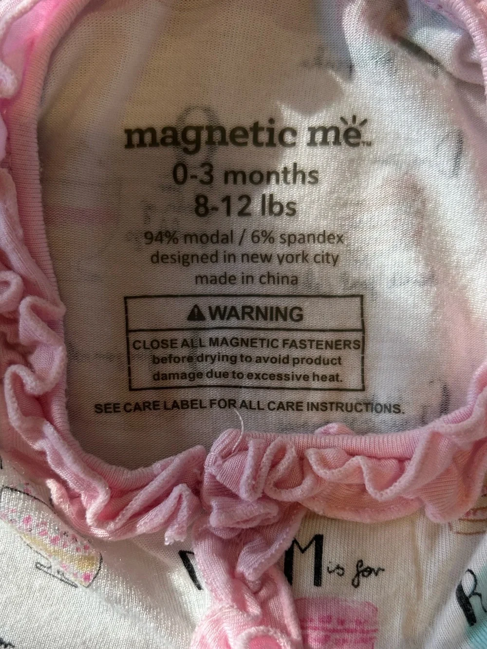 Magnetic Me 0-3M Dessert Alphabet Ruffle Footie Pajamas